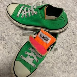 Converse green, double tongue, unisex. Men’s 6, Womens 8, green.